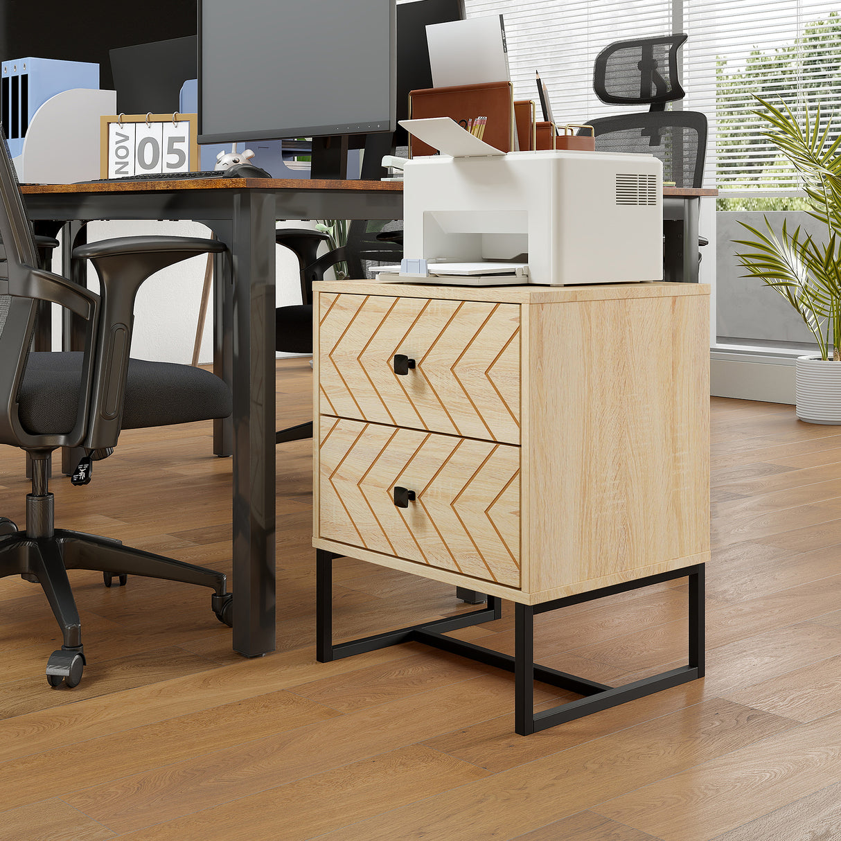 Wooden Bedside Cabinet 48cm Wide With 2 Drawers - Velmora
