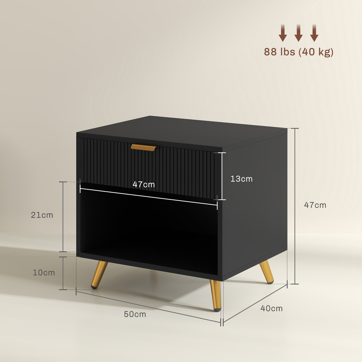 Wooden Bedside Cabinet 50cm Wide With 1 Drawer - Velmora
