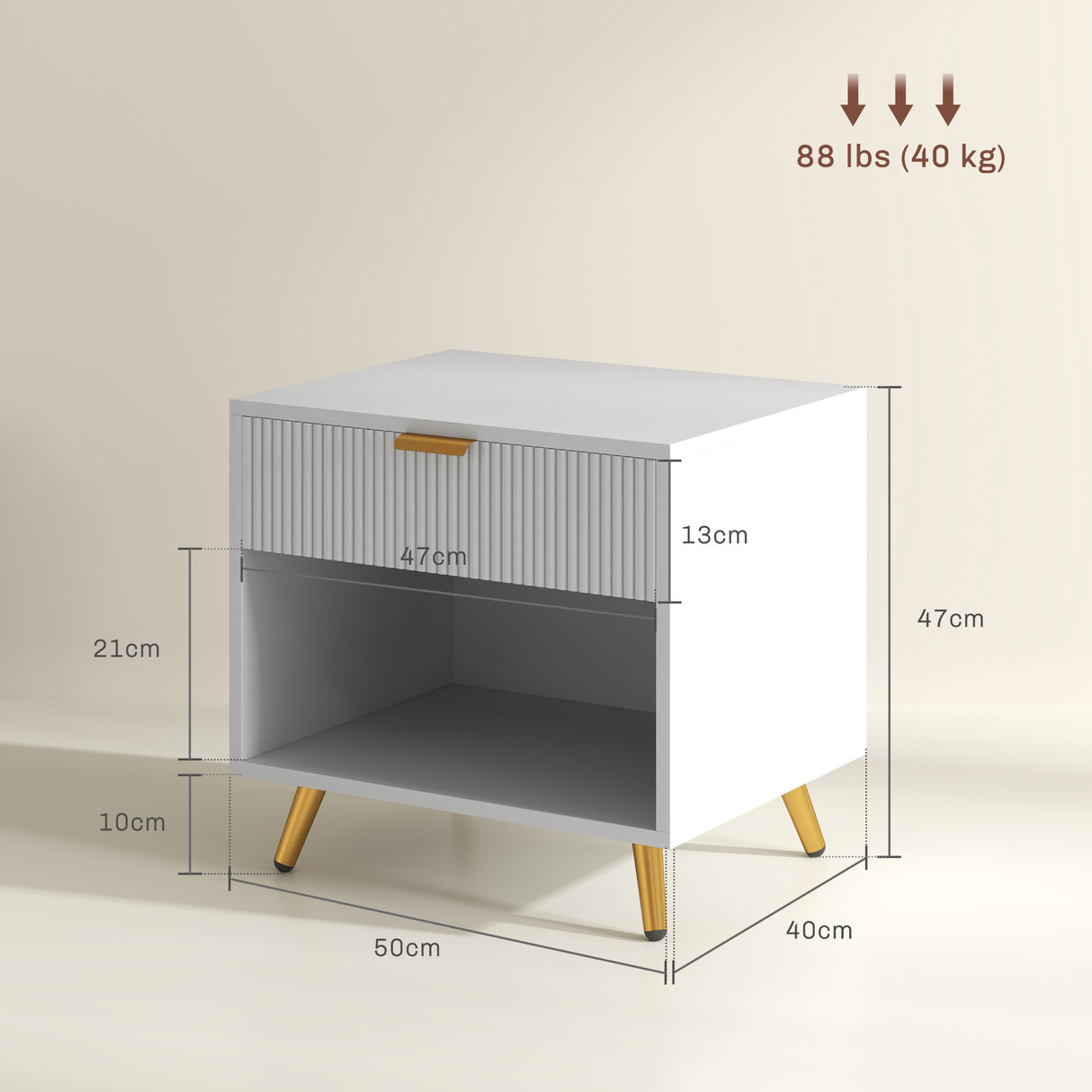 Wooden Bedside Cabinet 50cm Wide With 1 Drawer - Velmora