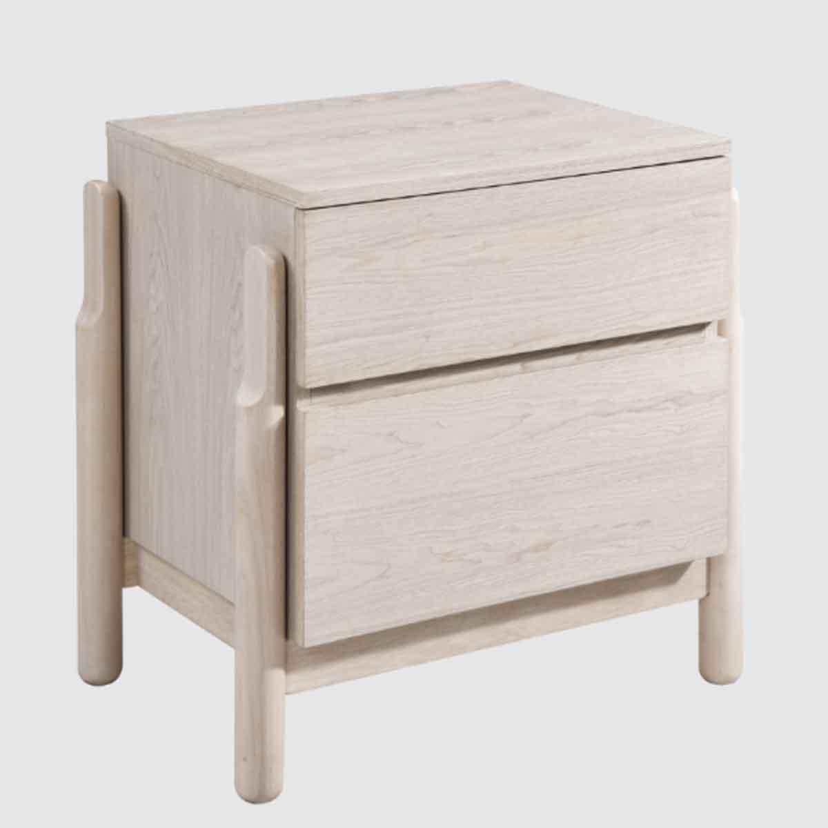 Wooden Bedside Cabinet 57cm Wide With 2 Drawers - Whisper
