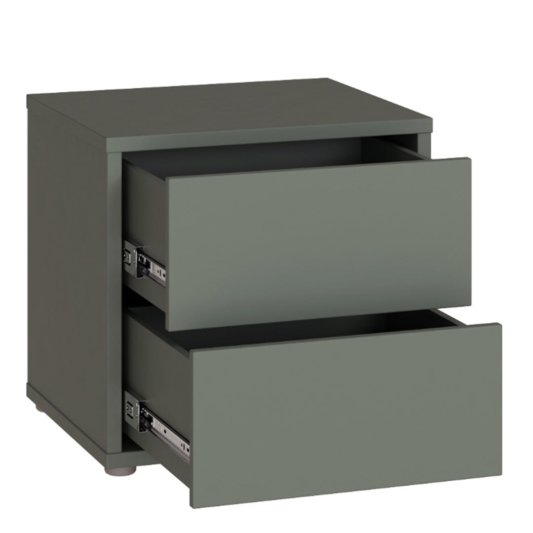 Wooden Bedside Cabinet Low With 2 Push-to-Open Drawers - Alice Springs