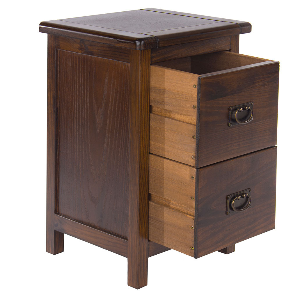 Wooden Bedside Cabinet Narrow With 2 Drawers - Boston