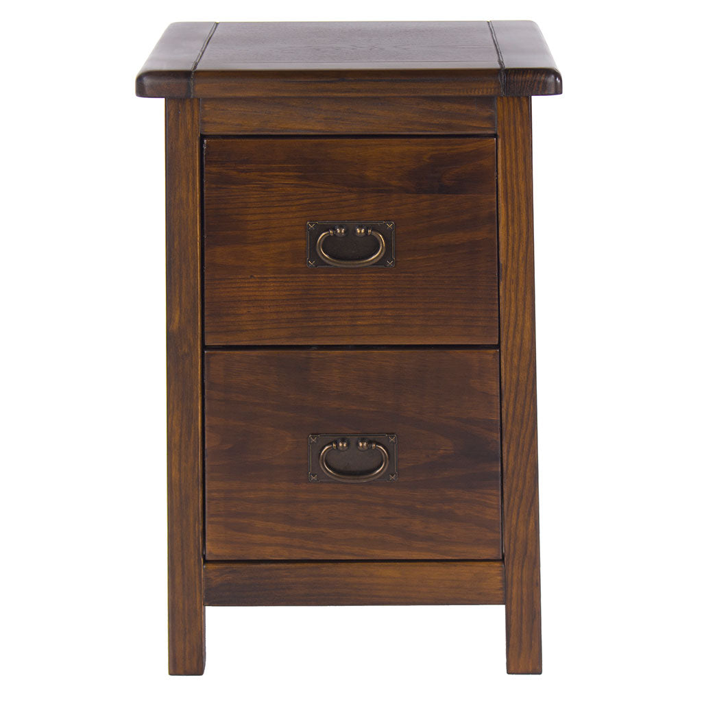Wooden Bedside Cabinet Narrow With 2 Drawers - Boston