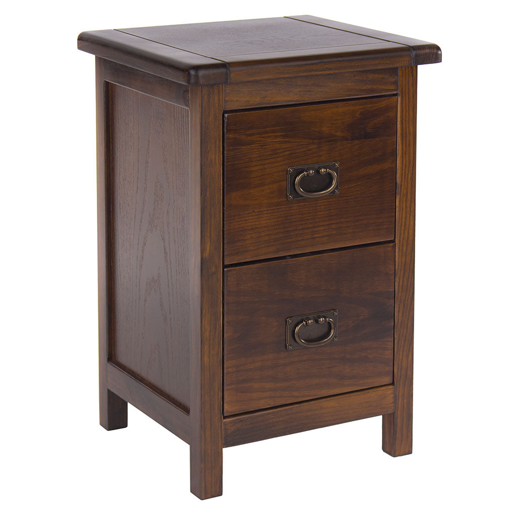 Wooden Bedside Cabinet Narrow With 2 Drawers - Boston