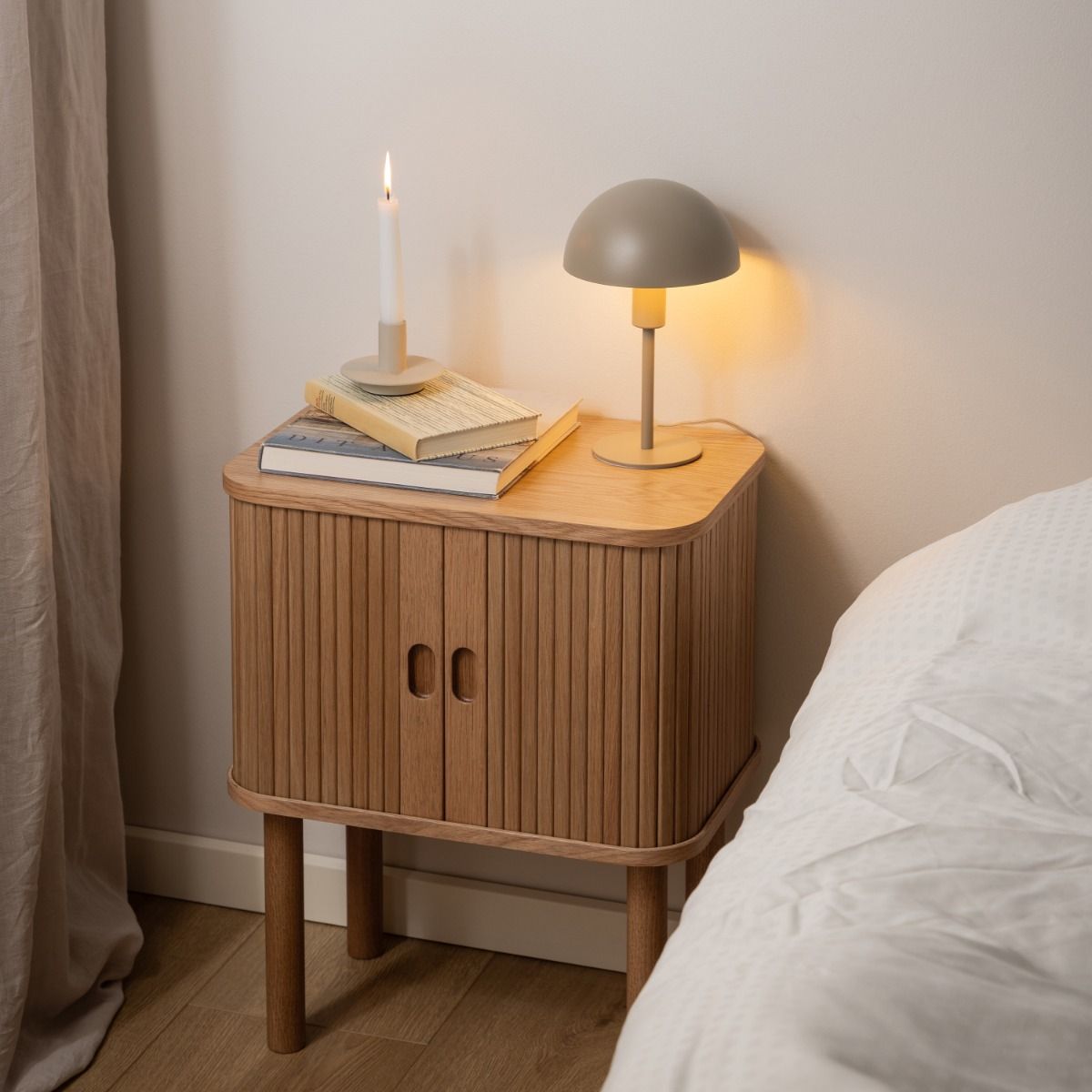 Wooden Bedside Cabinet With Sliding Door Square - Langley