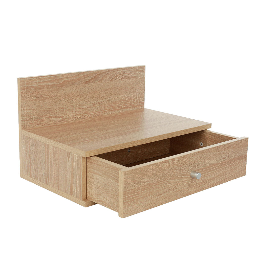 Wooden Bedside Cabinet Wall Hung With 1 Drawer in Set Of 2 - Kelly