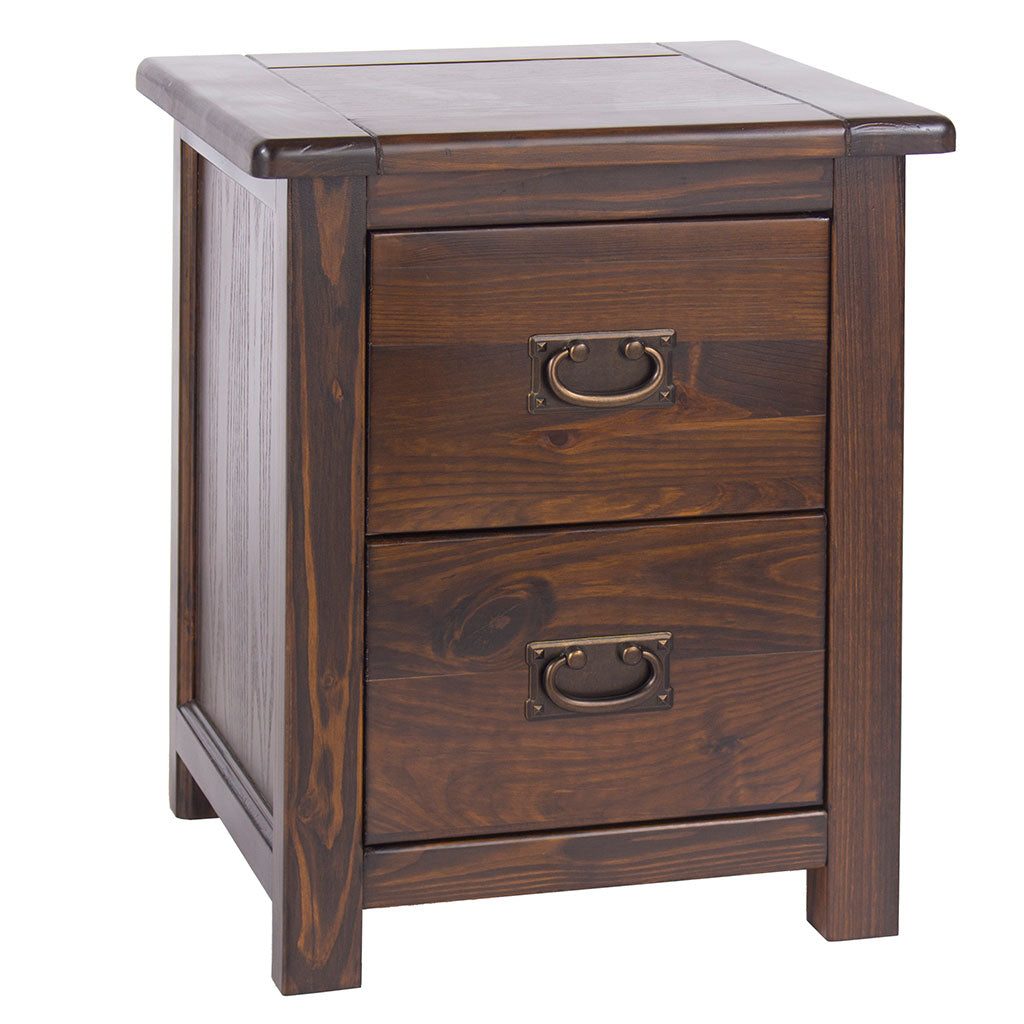 Wooden Bedside Cabinet Wide With 2 Drawers - Boston