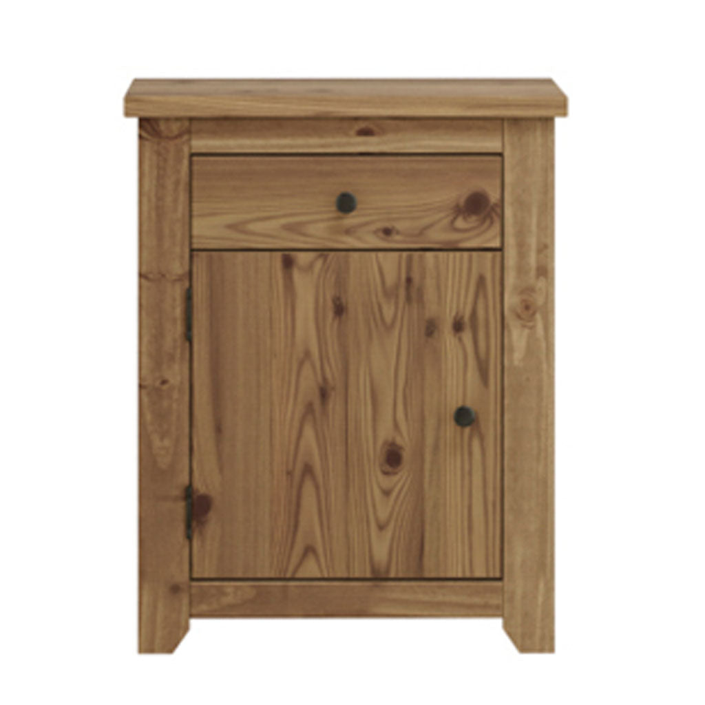 Wooden Bedside Cabinet With 1 Door And 1 Drawer - Havana