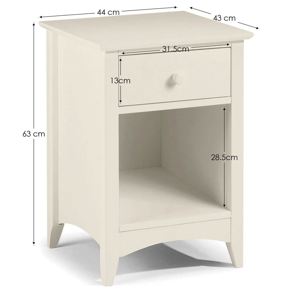 Wooden Bedside Cabinet With 1 Drawer - Cameo