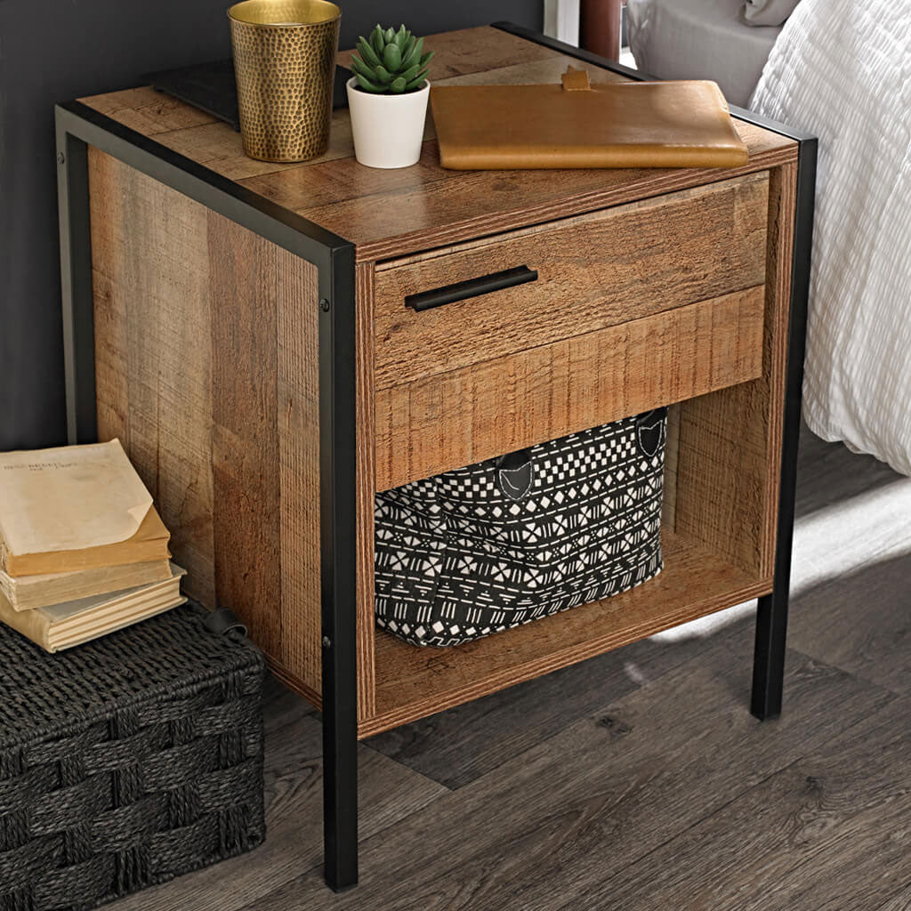 Wooden Bedside Cabinet With 1 Drawer - Hoxton