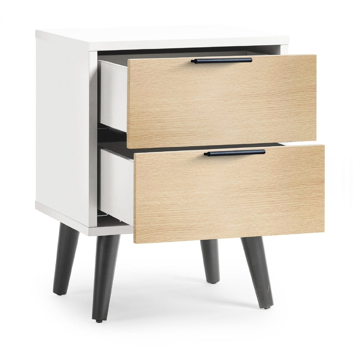 Wooden Bedside Cabinet With 2 Drawers - Alba