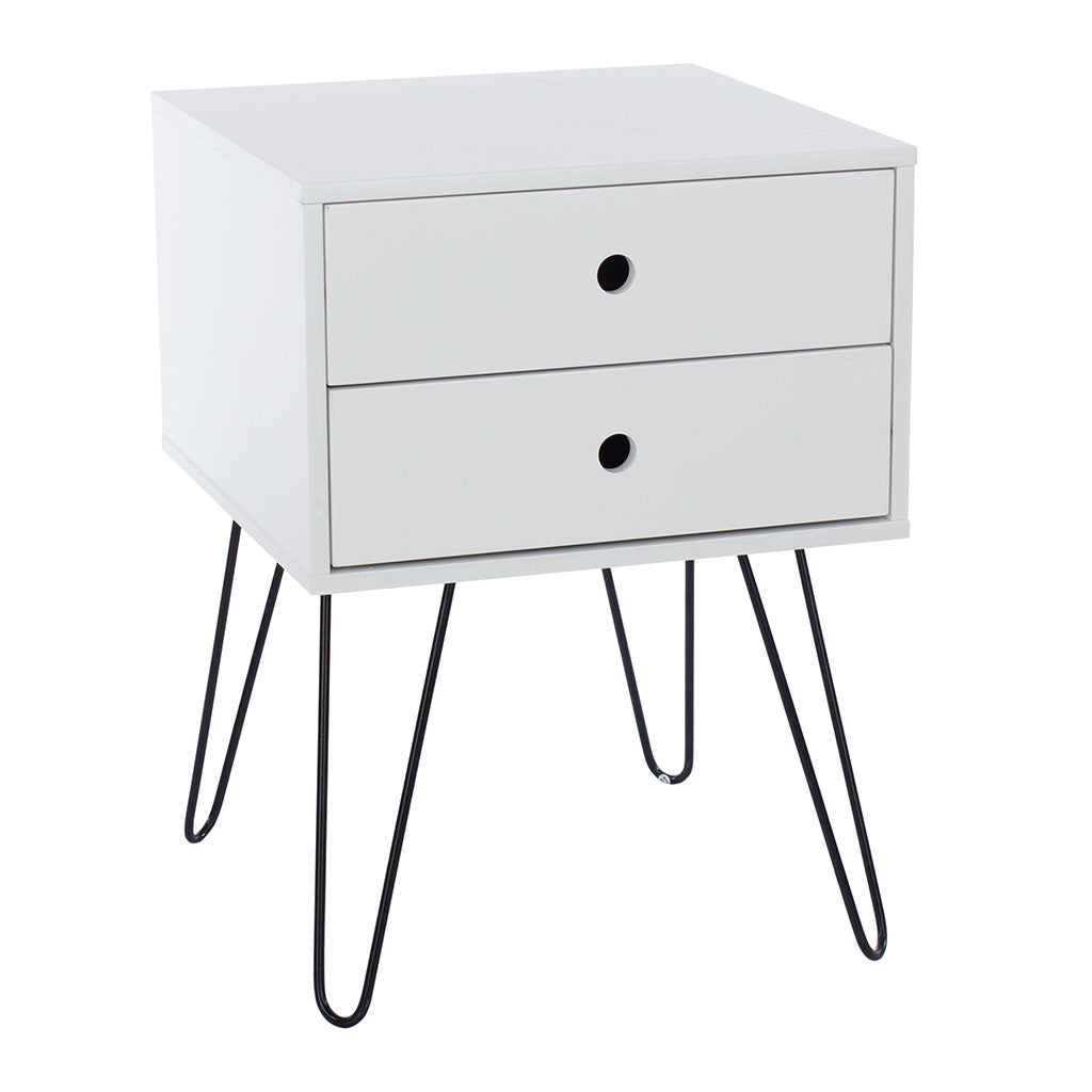 Wooden Bedside Cabinet With 2 Drawers And Metal Legs - Options