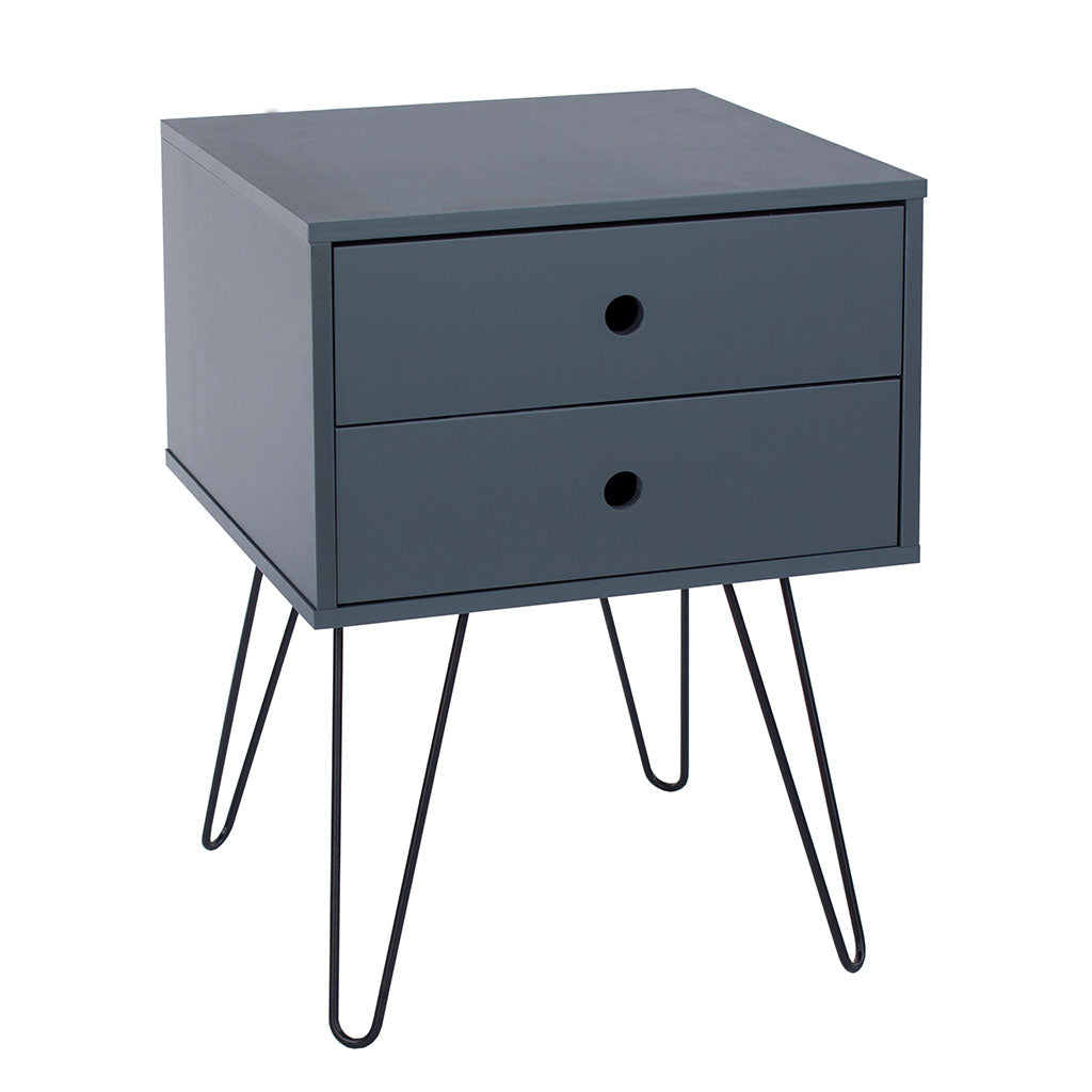 Wooden Bedside Cabinet With 2 Drawers And Metal Legs - Options