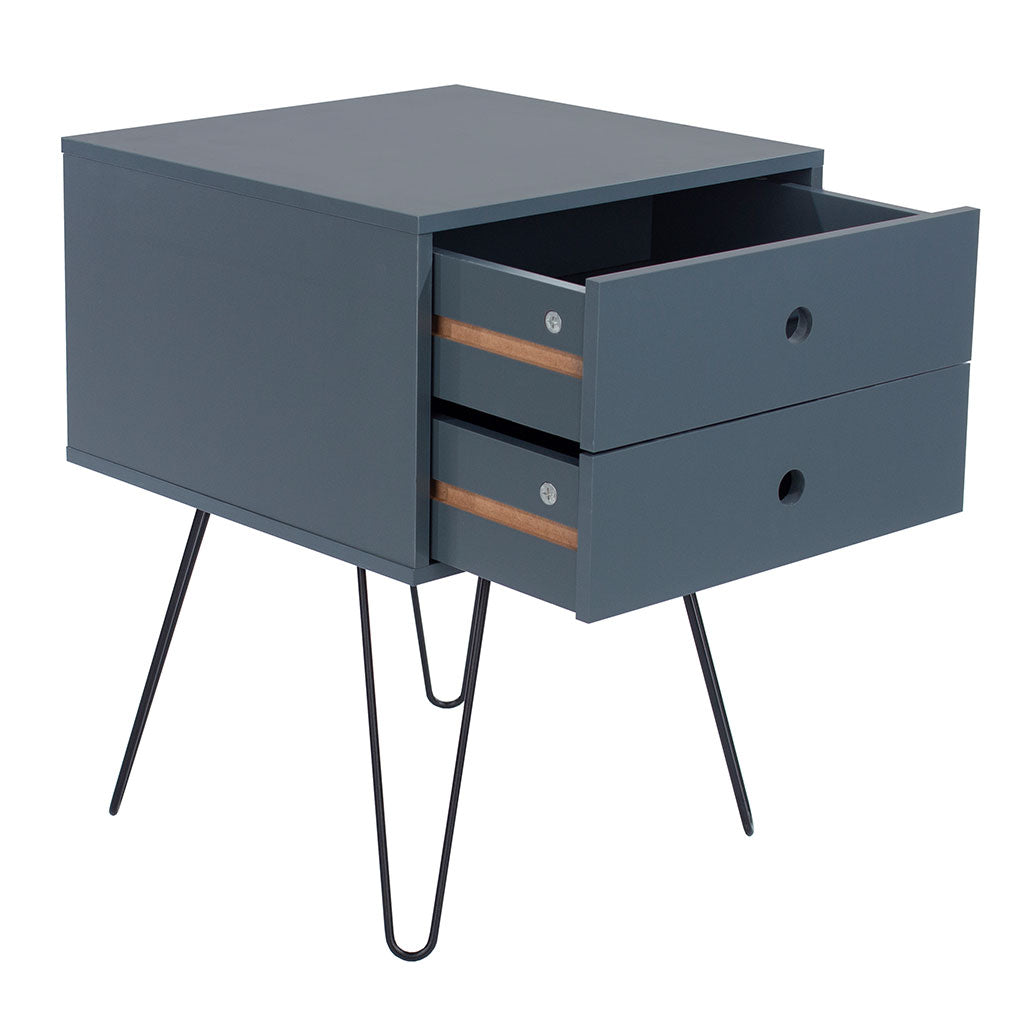 Wooden Bedside Cabinet With 2 Drawers And Metal Legs - Options