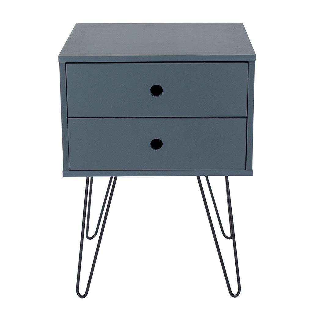 Wooden Bedside Cabinet With 2 Drawers And Metal Legs - Options