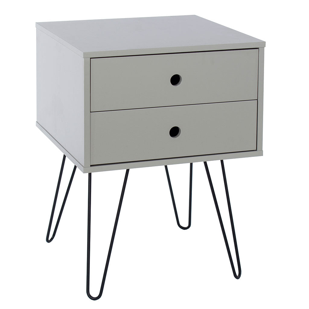 Wooden Bedside Cabinet With 2 Drawers And Metal Legs - Options