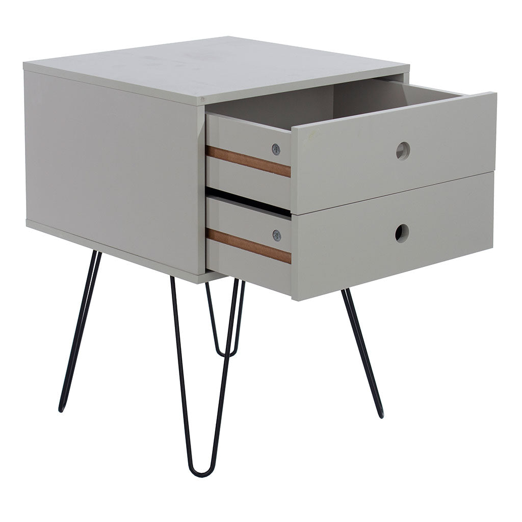 Wooden Bedside Cabinet With 2 Drawers And Metal Legs - Options