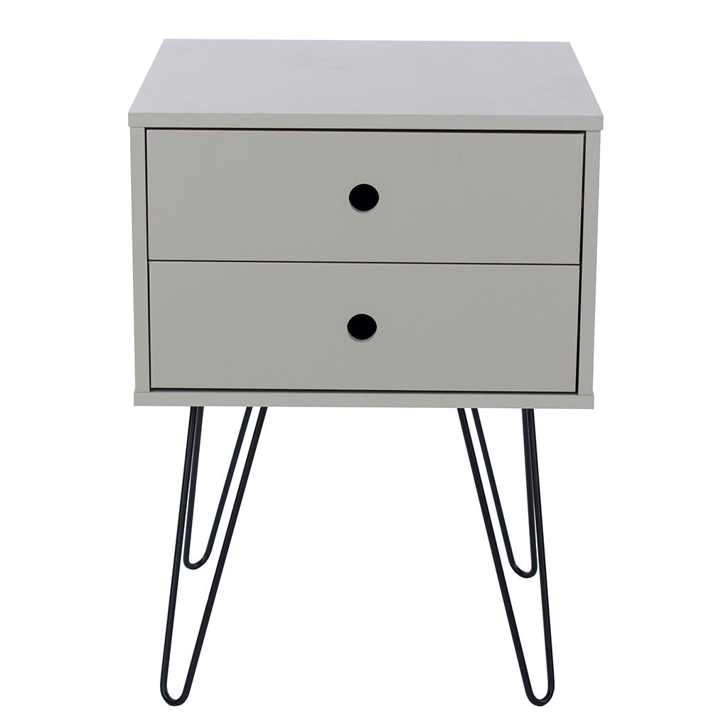 Wooden Bedside Cabinet With 2 Drawers And Metal Legs - Options