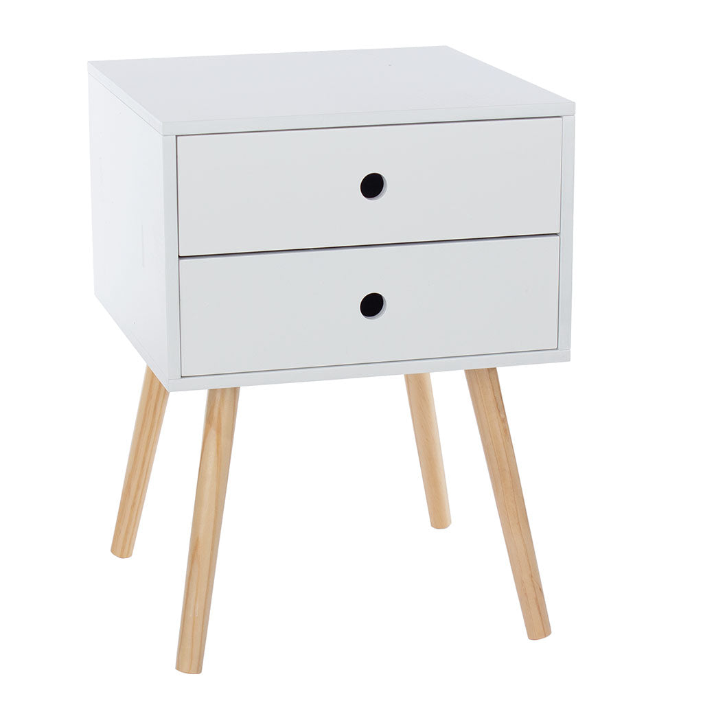 Wooden Bedside Cabinet With 2 Drawers And Wooden Legs - Options