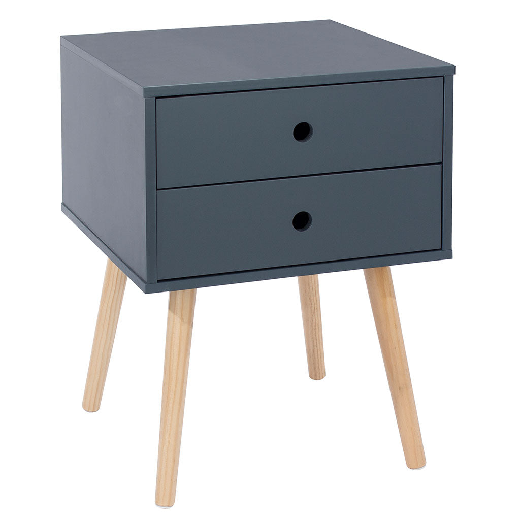 Wooden Bedside Cabinet With 2 Drawers And Wooden Legs - Options
