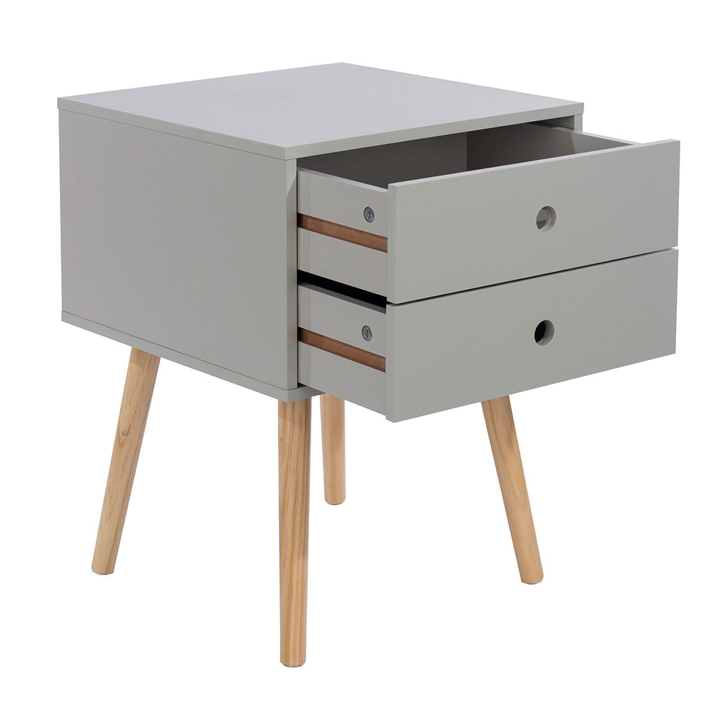 Wooden Bedside Cabinet With 2 Drawers And Wooden Legs - Options