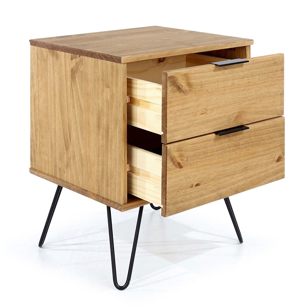 Wooden Bedside Cabinet With 2 Drawers - Augusta