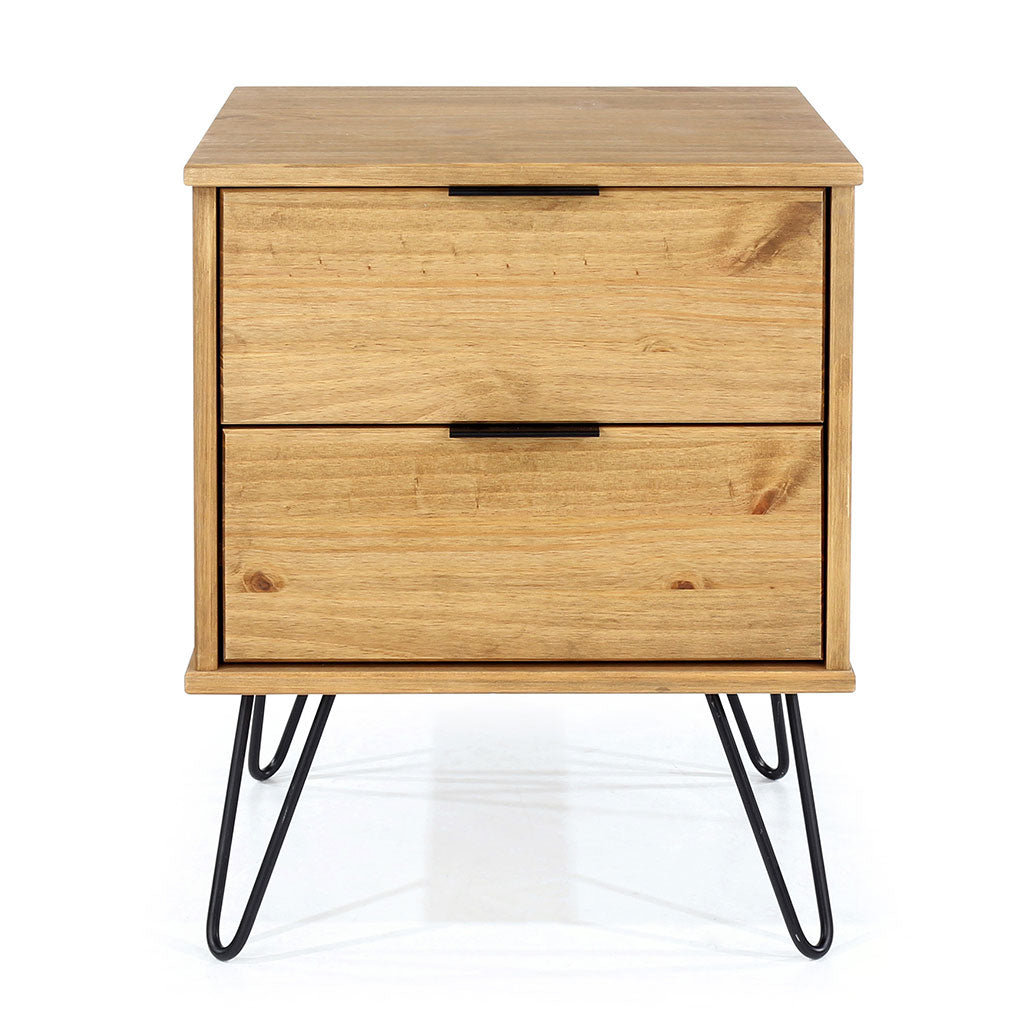 Wooden Bedside Cabinet With 2 Drawers - Augusta