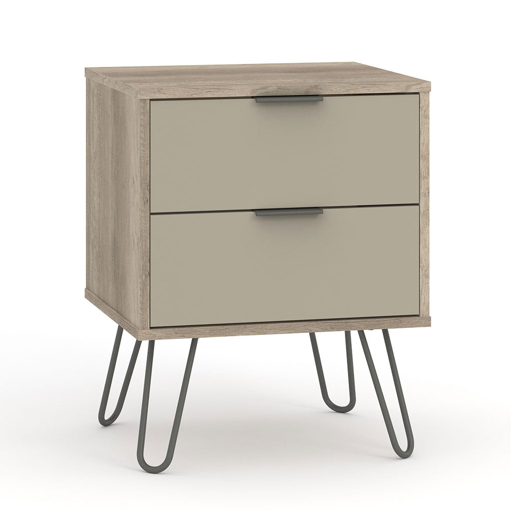 Wooden Bedside Cabinet With 2 Drawers - Augusta