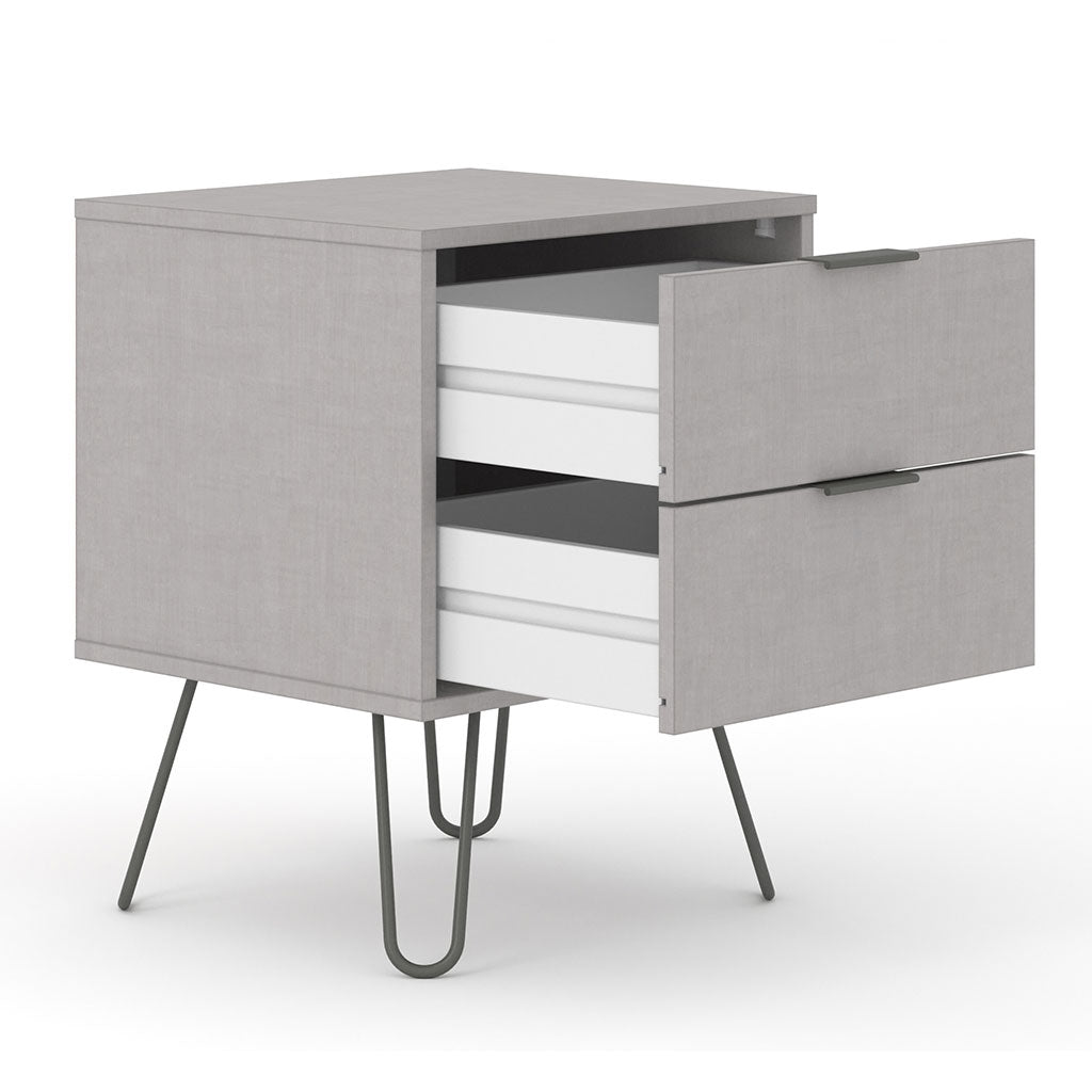 Wooden Bedside Cabinet With 2 Drawers - Augusta