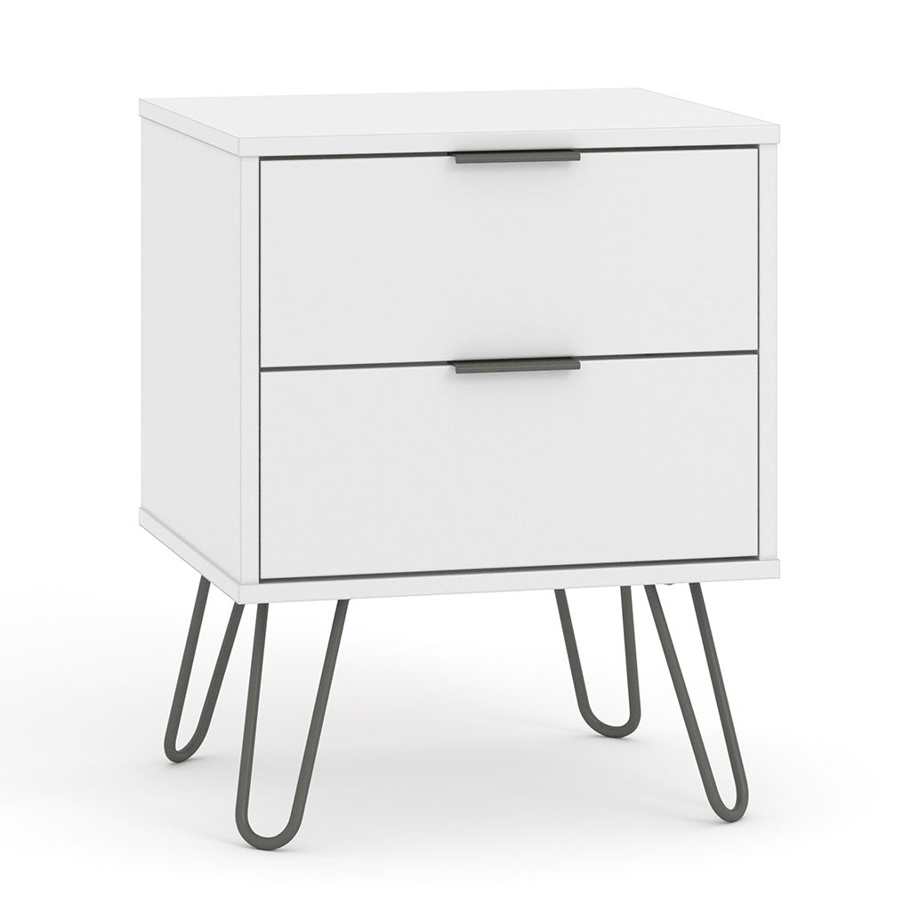 Wooden Bedside Cabinet With 2 Drawers - Augusta