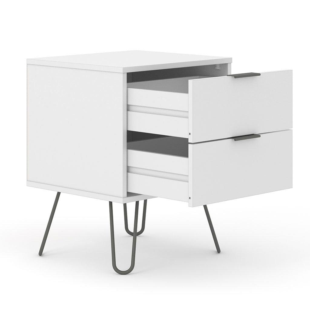 Wooden Bedside Cabinet With 2 Drawers - Augusta