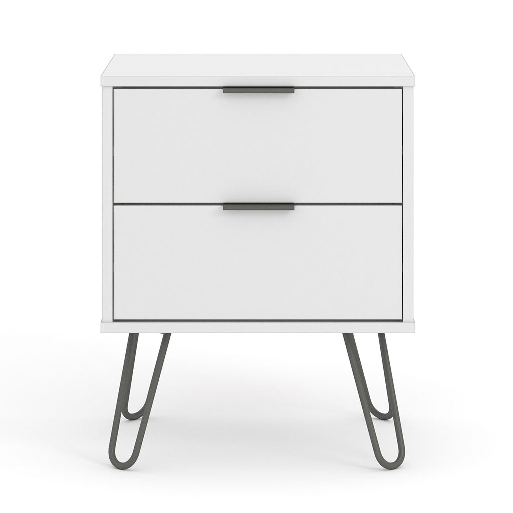 Wooden Bedside Cabinet With 2 Drawers - Augusta