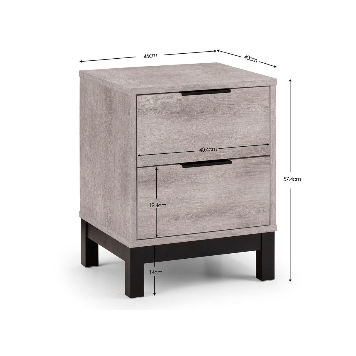 Wooden Bedside Cabinet With 2 Drawers - Bali