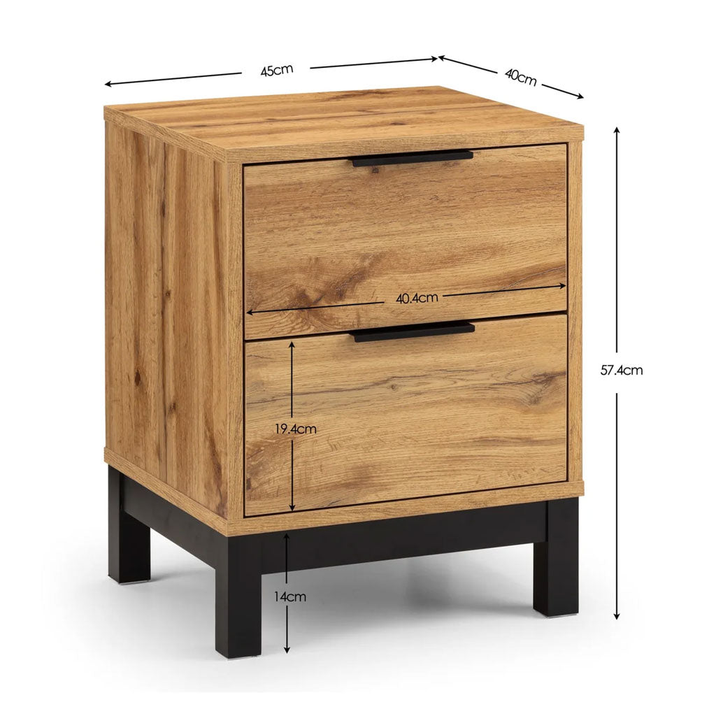 Wooden Bedside Cabinet With 2 Drawers - Bali