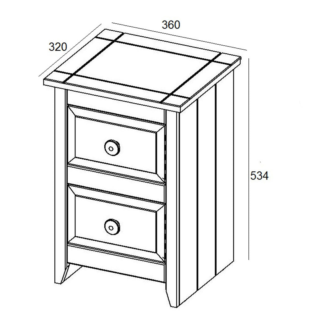 Wooden Bedside Cabinet With 2 Drawers - Capri
