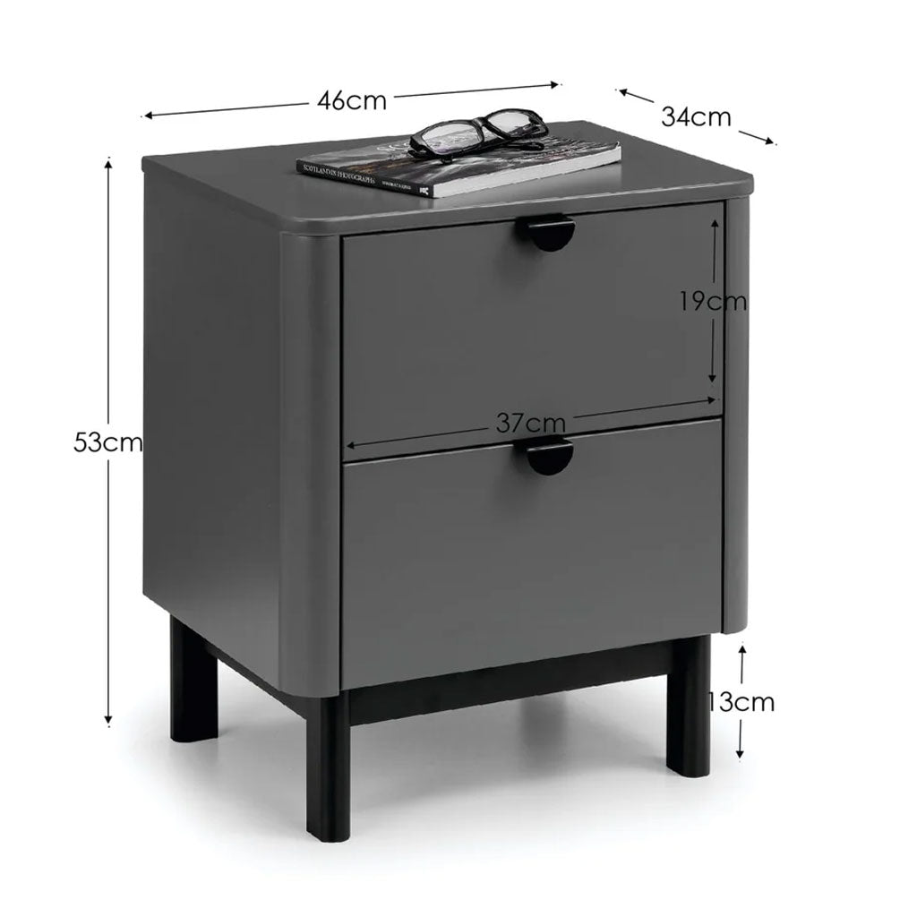 Wooden Bedside Cabinet With 2 Drawers - Chloe
