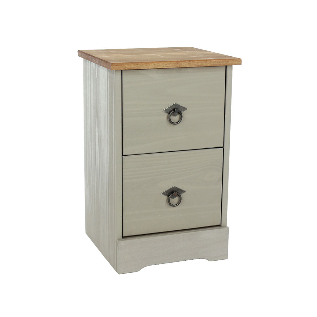 Wooden Bedside Cabinet With 2 Drawers - Corona Compact