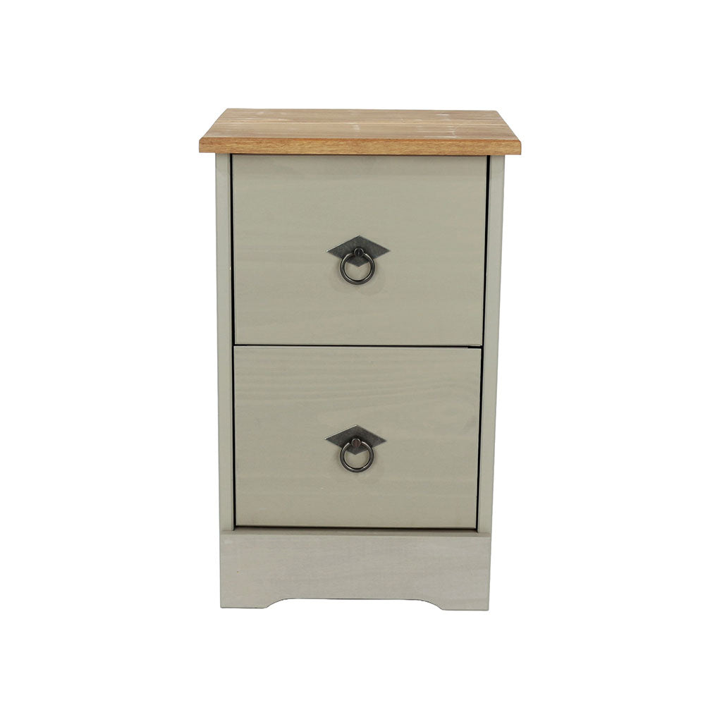 Wooden Bedside Cabinet With 2 Drawers - Corona Compact