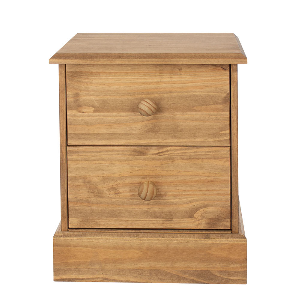 Wooden Bedside Cabinet With 2 Drawers - Cotswold