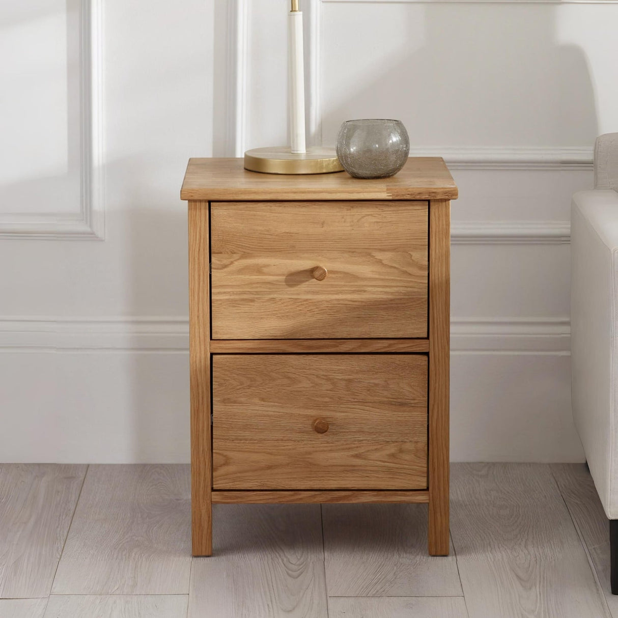 Wooden Bedside Cabinet With 2 Drawers - Coxmoor