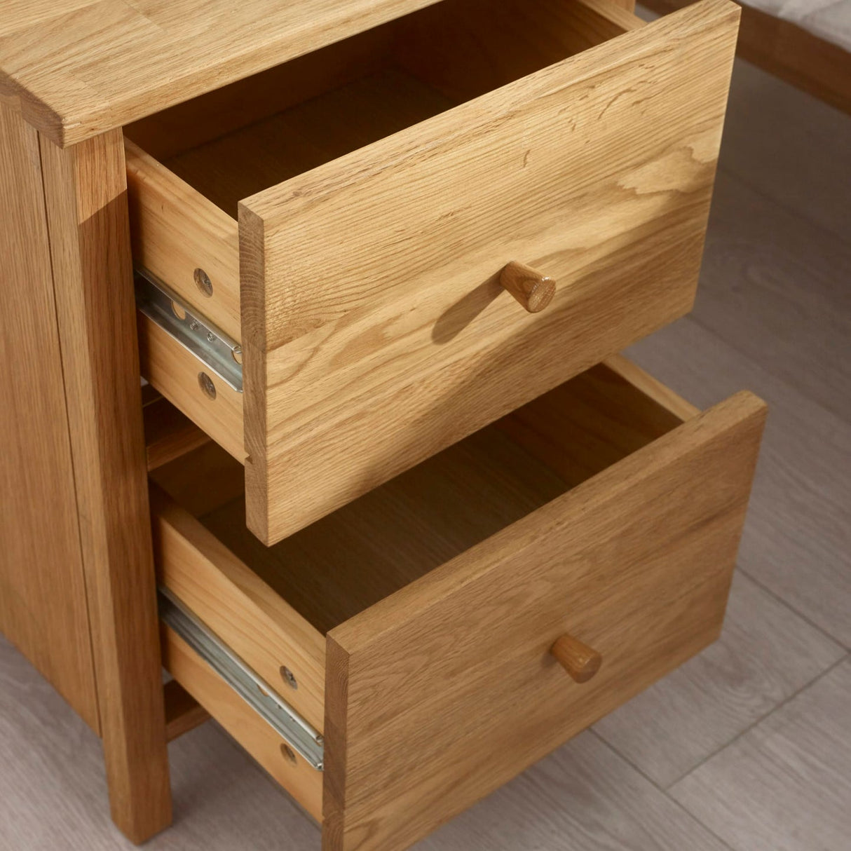 Wooden Bedside Cabinet With 2 Drawers - Coxmoor