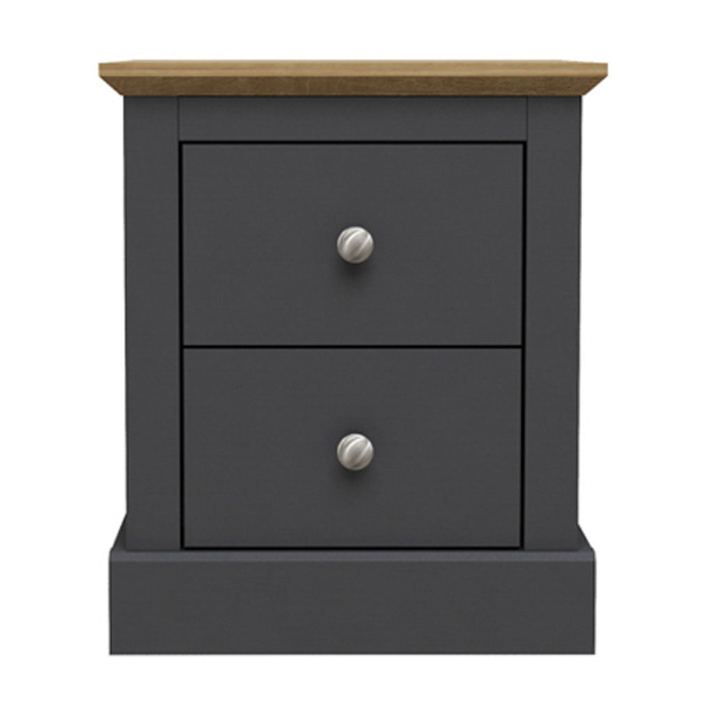 Wooden Bedside Cabinet With 2 Drawers - Devon