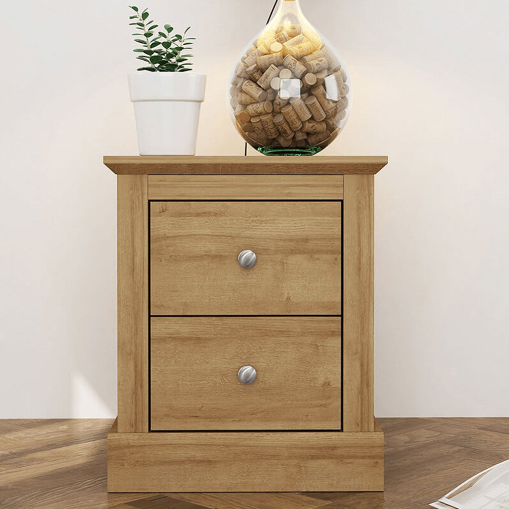 Wooden Bedside Cabinet With 2 Drawers - Devon