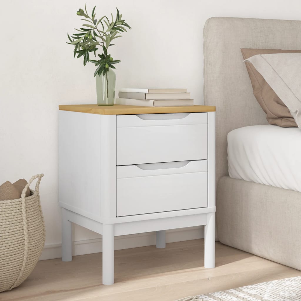 Wooden Bedside Cabinet With 2 Drawers - Floro