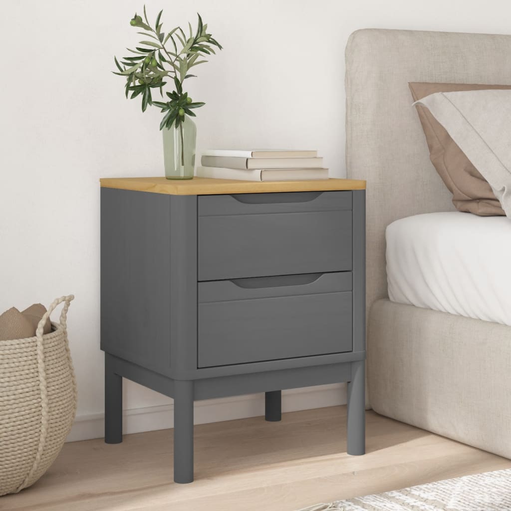 Wooden Bedside Cabinet With 2 Drawers - Floro