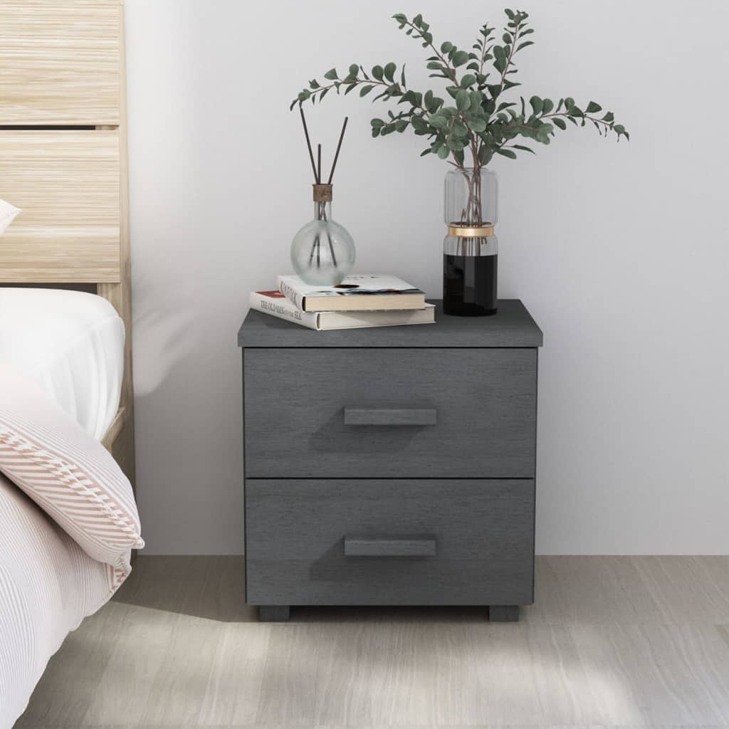 Wooden Bedside Cabinet With 2 Drawers - Hamar