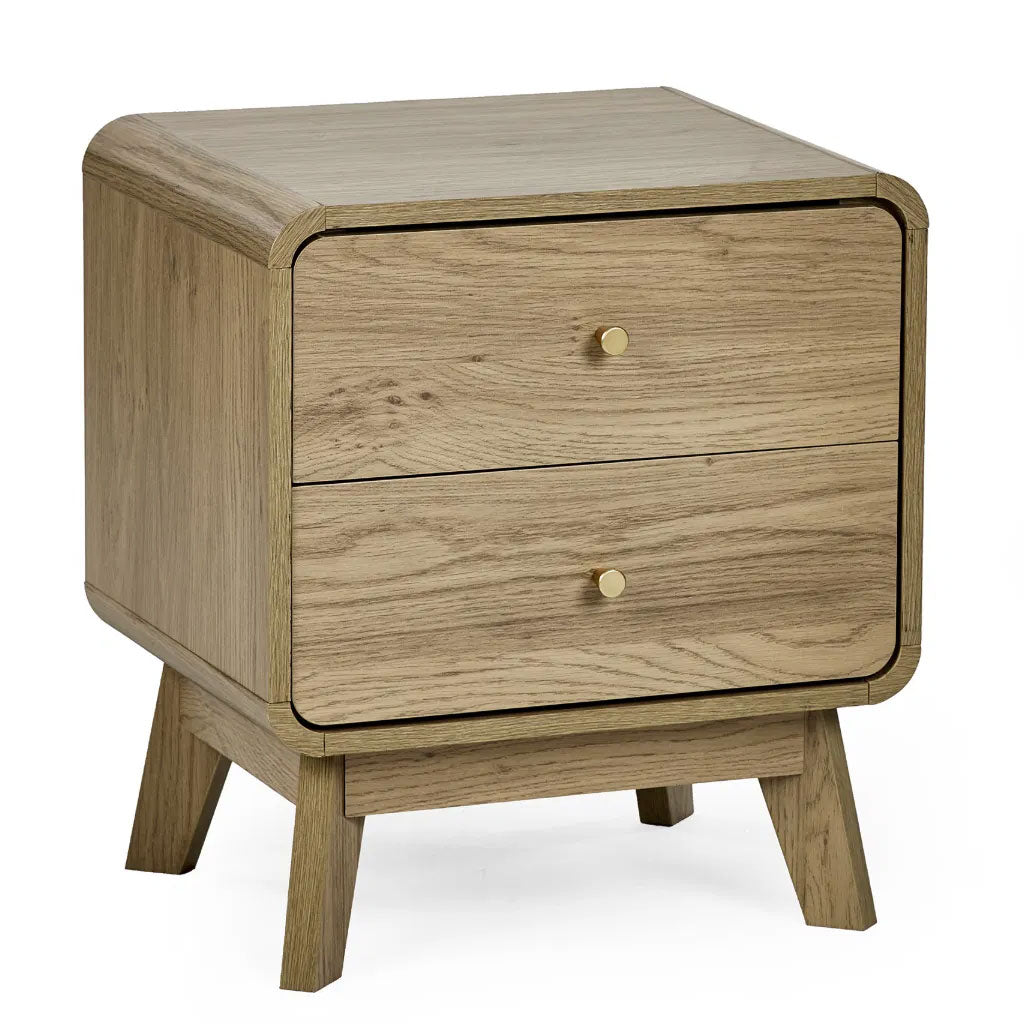 Wooden Bedside Cabinet With 2 Drawers - Ingrid