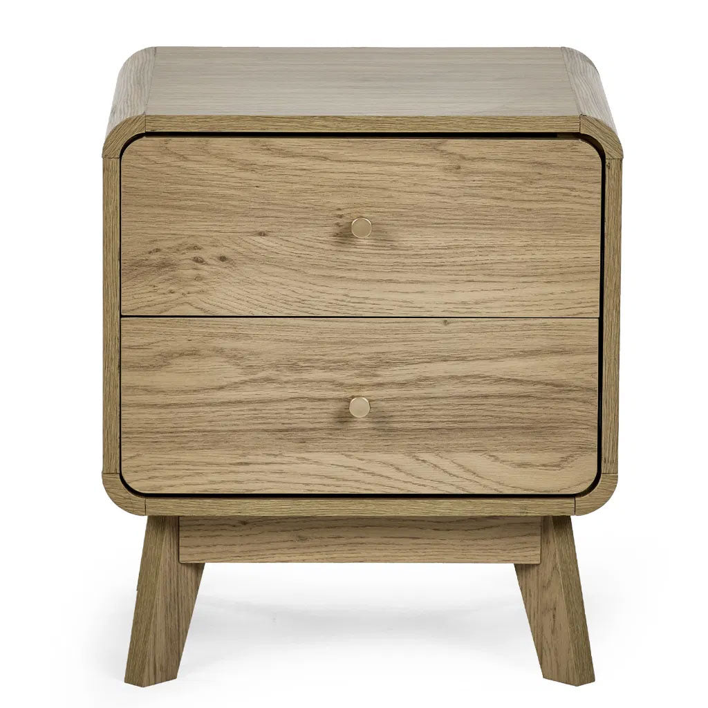 Wooden Bedside Cabinet With 2 Drawers - Ingrid
