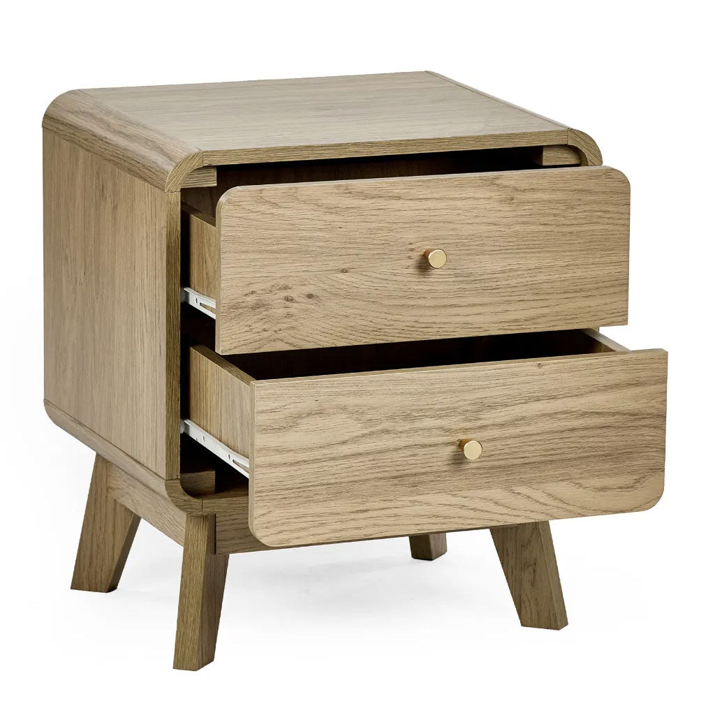 Wooden Bedside Cabinet With 2 Drawers - Ingrid