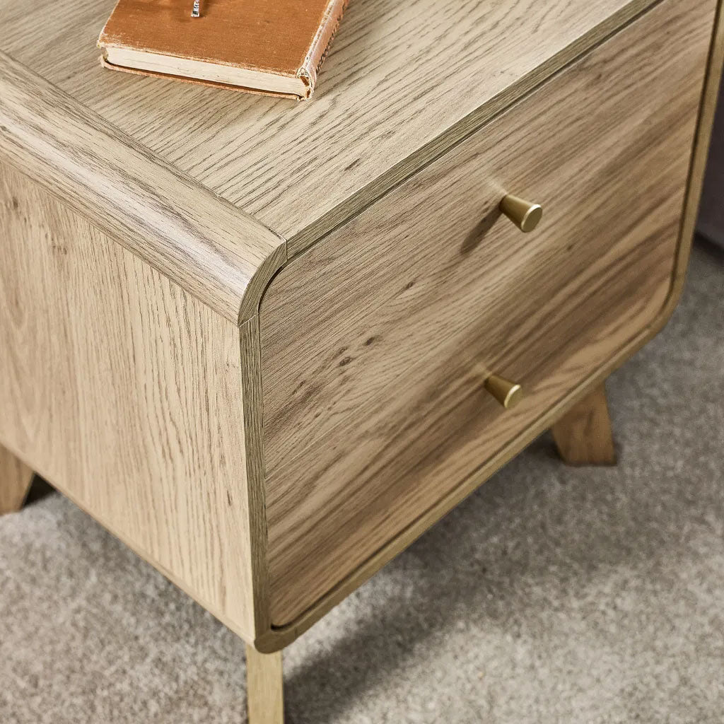Wooden Bedside Cabinet With 2 Drawers - Ingrid